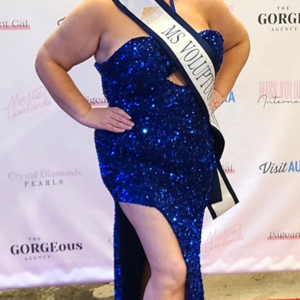 Blue Sequin Gown - image 2